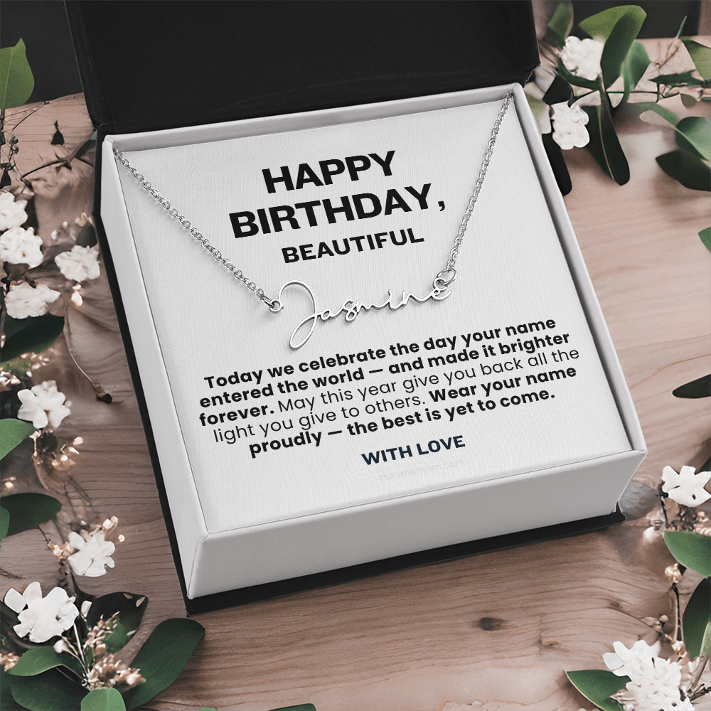 For Her: Personalized Name Pendant Necklace with Message Card — "Wear your name proudly" • Forever Her Name
