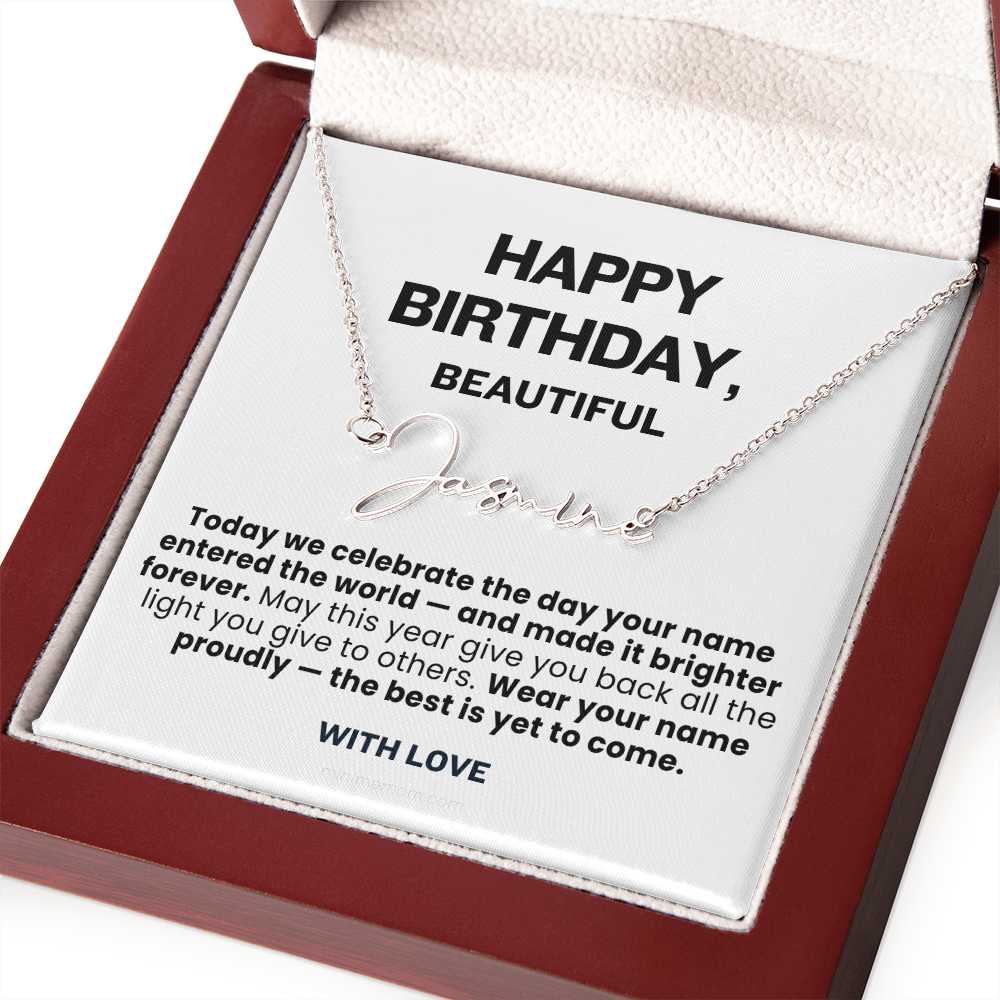 For Her: Personalized Name Pendant Necklace with Message Card — "Wear your name proudly" • Forever Her Name
