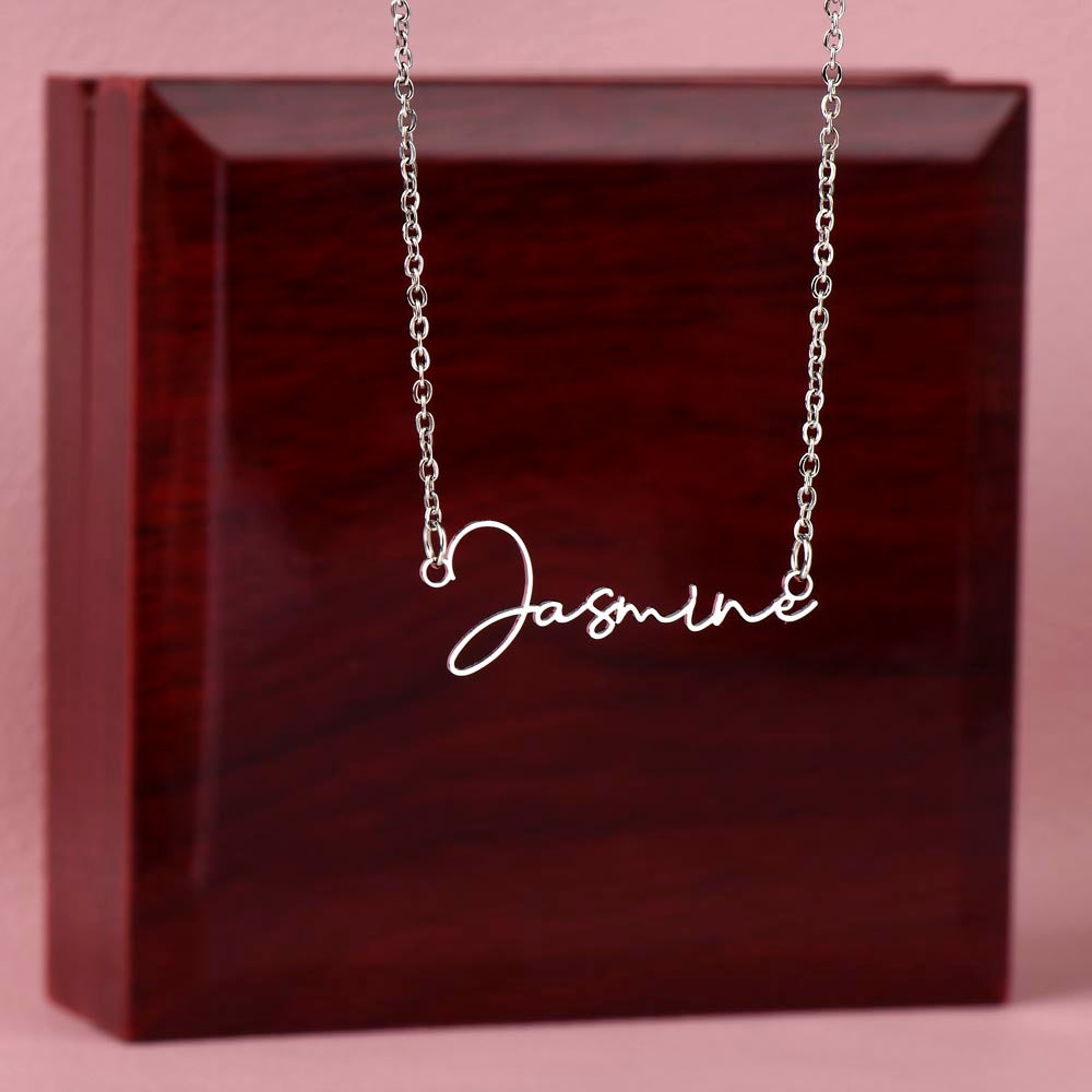Signature Style Name Pendant Necklace (No Message Card) • Forever Her Name