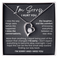 For Her: I'm Sorry Pendant Necklace with Message Card — " I'm sorry and I miss you" • Forever in My Heart Necklace