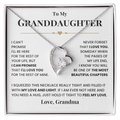 For Granddaughter: Pendant Necklace with Message Card — "Never forget that I love you" • Forever in My Heart