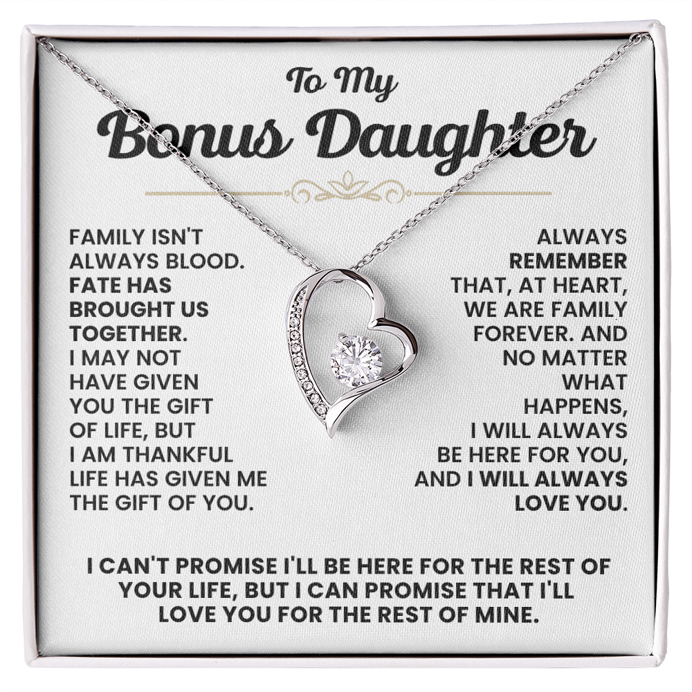 For Bonus Daughter: Pendant Necklace with Message Card — "I'll love you for the rest of mine" • Forever in My Heart