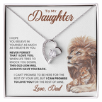 For Daughter: Pendant Necklace with Message Card — "This old lion will always have you back" • Forever in My Heart