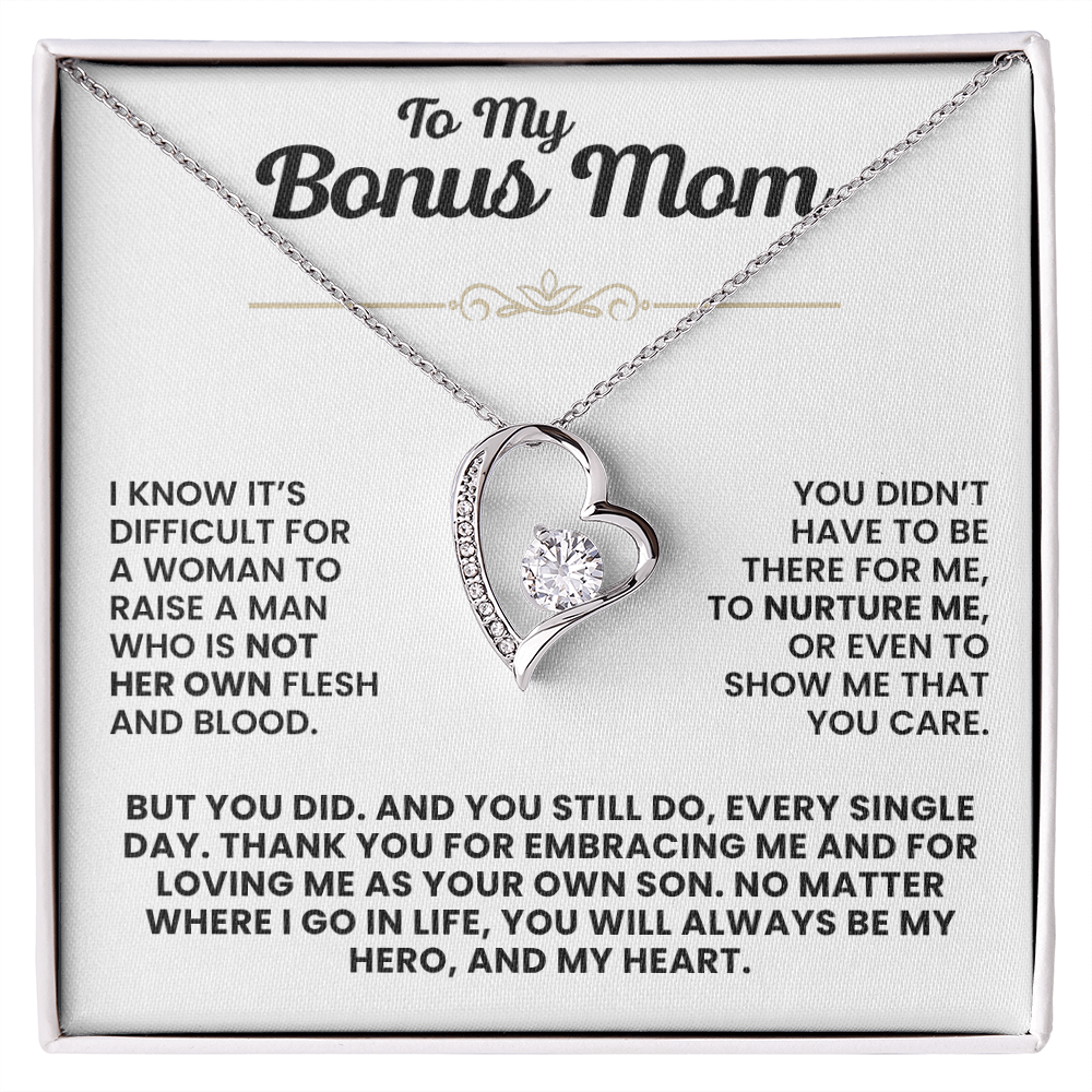 For Bonus Mom: Pendant Necklace with Message Card — "You will always be my heart" • Forever in My Heart