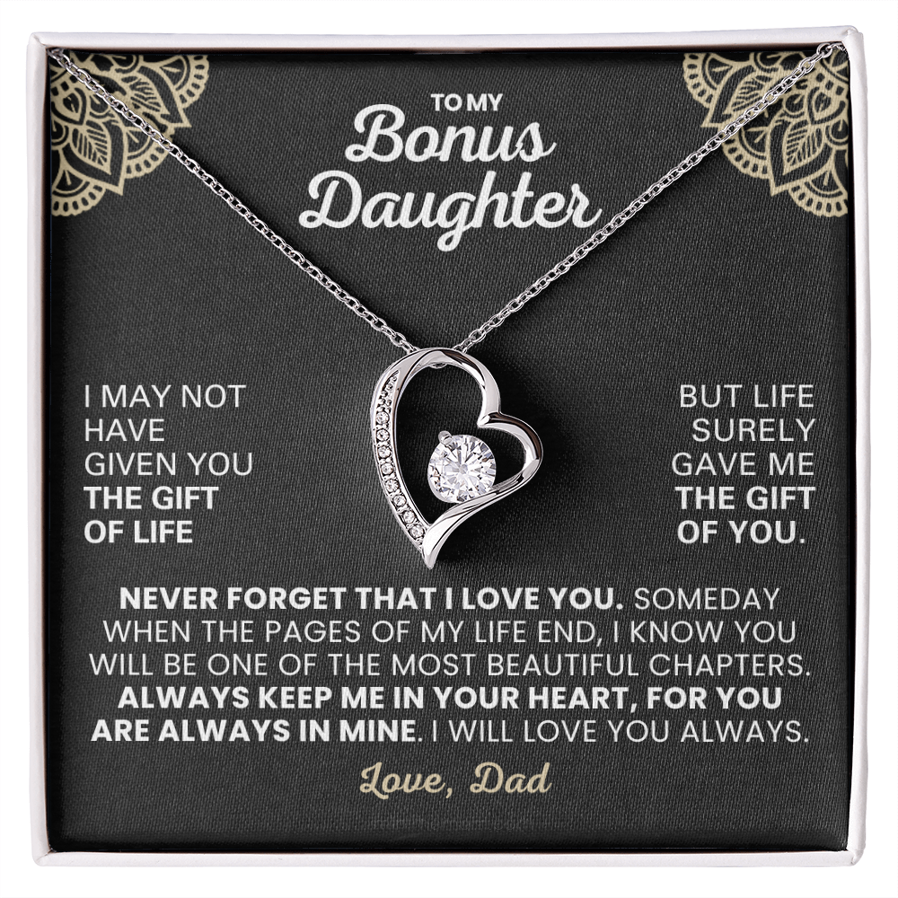 For Bonus Daughter: Pendant Necklace with Message Card — "Always keep me in your hear" • Forever in My Heart