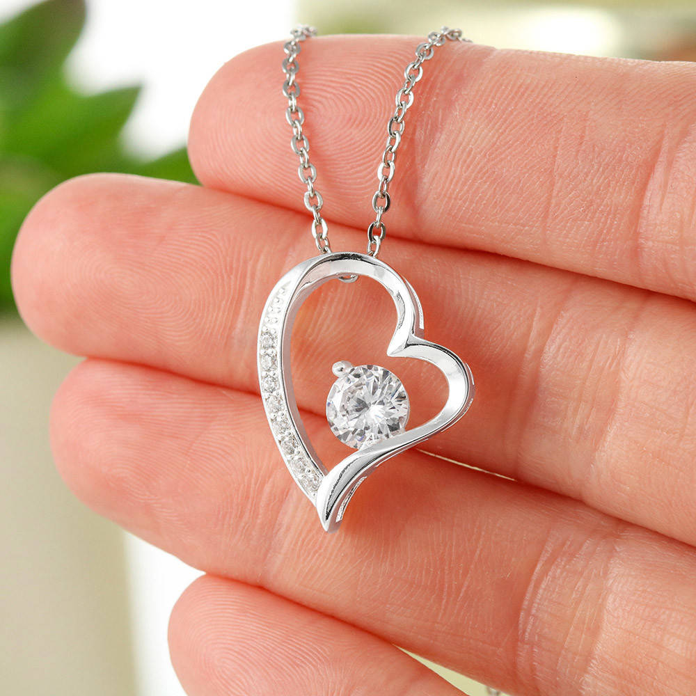 For Bonus Mom: Pendant Necklace with Message Card — "You will always be my heart" • Forever in My Heart