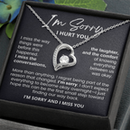 For Her: I'm Sorry Pendant Necklace with Message Card — " I'm sorry and I miss you" • Forever in My Heart Necklace