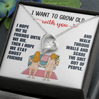 For Her: Pendant Necklace with Message Card — "I want to grow old with you" • Forever in My Heart