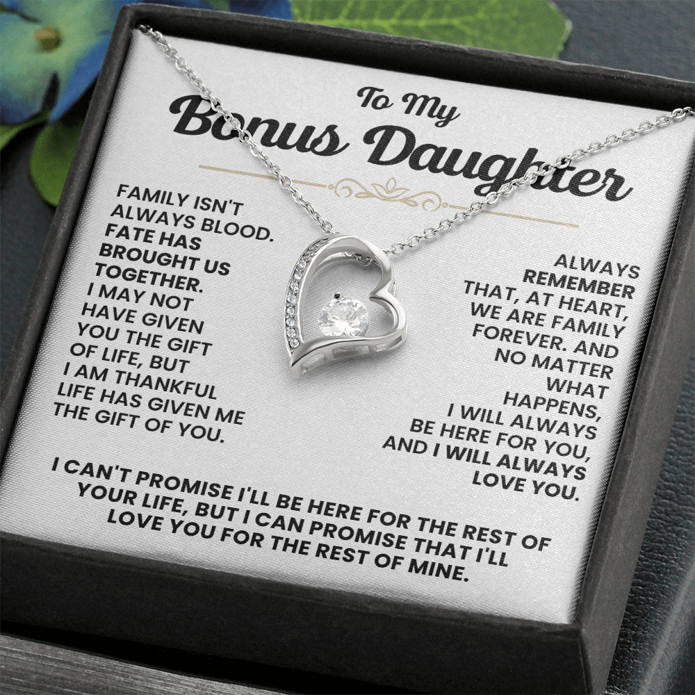 For Bonus Daughter: Pendant Necklace with Message Card — "I'll love you for the rest of mine" • Forever in My Heart