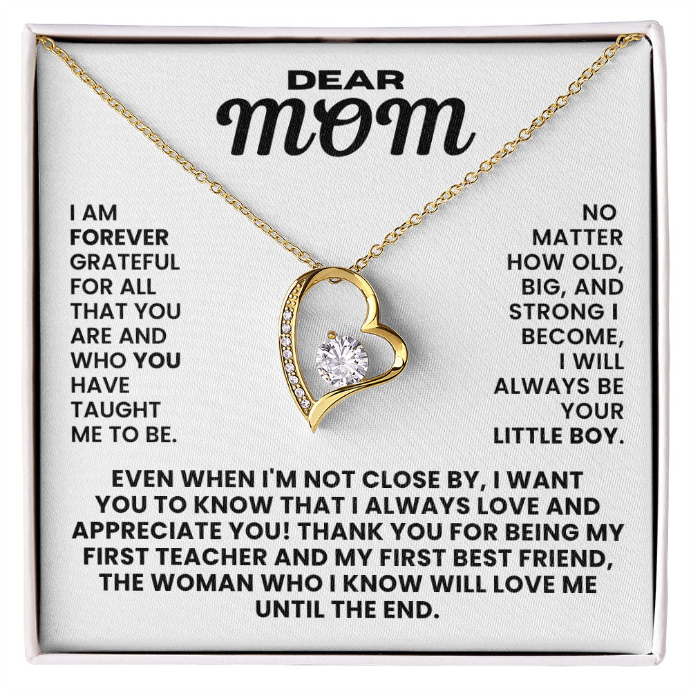 For Mom: Pendant Necklace with Message Card — "I always love and appreciate you" • Forever in My Heart