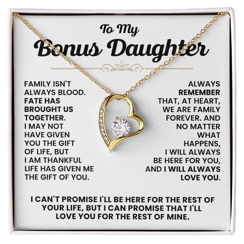 For Bonus Daughter: Pendant Necklace with Message Card — "I'll love you for the rest of mine" • Forever in My Heart