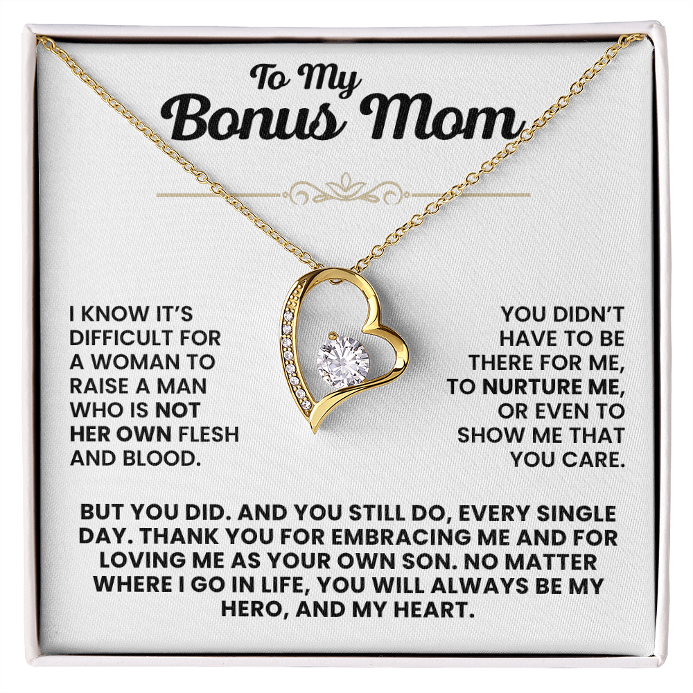 For Bonus Mom: Pendant Necklace with Message Card — "You will always be my heart" • Forever in My Heart