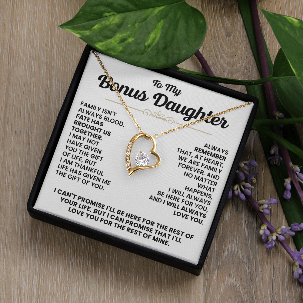 For Bonus Daughter: Pendant Necklace with Message Card — "I'll love you for the rest of mine" • Forever in My Heart