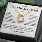 For Granddaughter: Pendant Necklace with Message Card — "Never forget that I love you" • Forever in My Heart