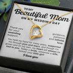 For Mom: Wedding Pendant Necklace with Message Card — "Forever Your Little Girl" • Forever in My Heart