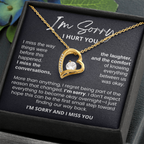 For Her: I'm Sorry Pendant Necklace with Message Card — " I'm sorry and I miss you" • Forever in My Heart Necklace