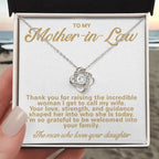 Mother-in-Law Pendant Necklace with Message Card — "Thank you for raising the incredible woman" • Forever Tied to You