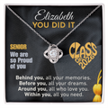For Granddughter: Personalized Graduation Pendant Necklace with Message Card — "You Did It. Senior, we are so proud of you" • Forever Tied to You